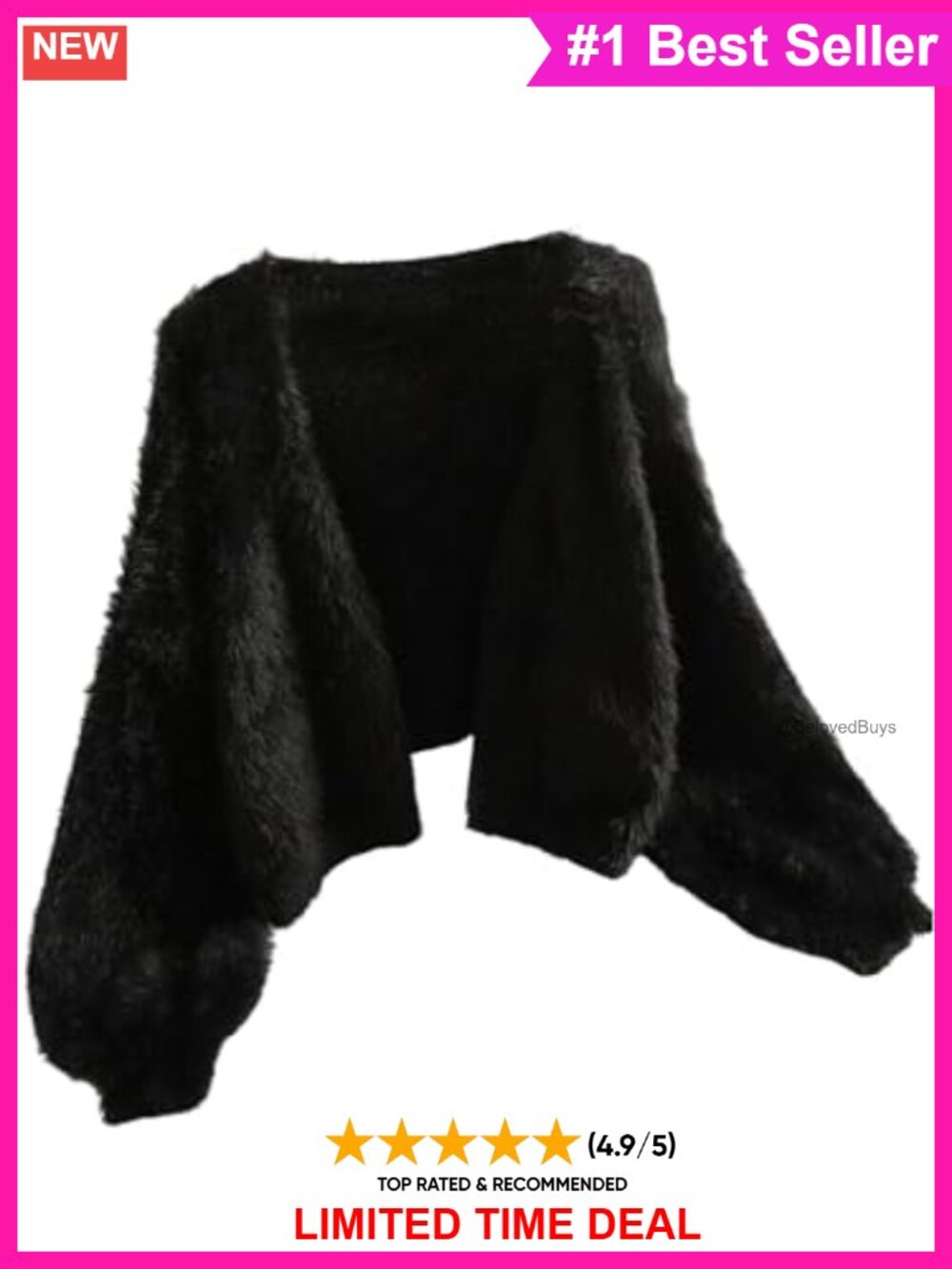 Plus Size Fuzzy Cropped Cardigan Faux Fur V Neck Chunky Sweater
